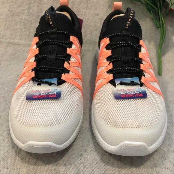 NWT - Skechers Black, Peach, & White Comfort Sneakers - Picture 10 of 16